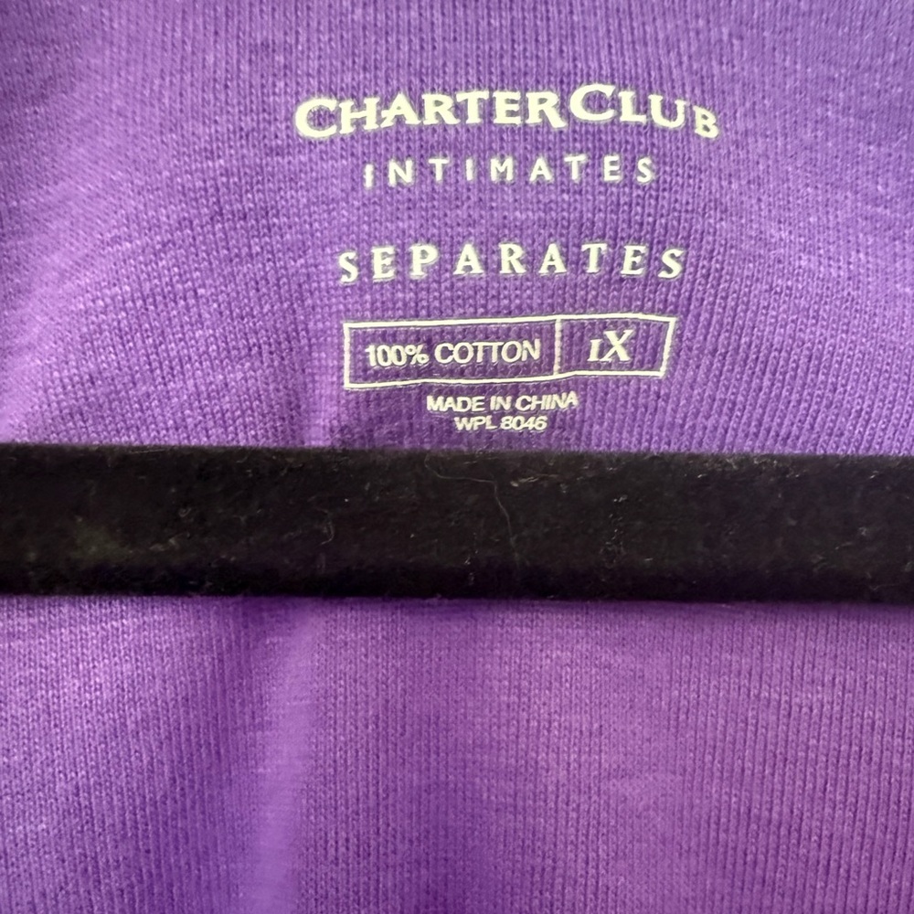 NWT Charter Club Purple V Neck Tee 1X Plus Size Soft Knit Short Sleeve Top - Picture 3 of 4